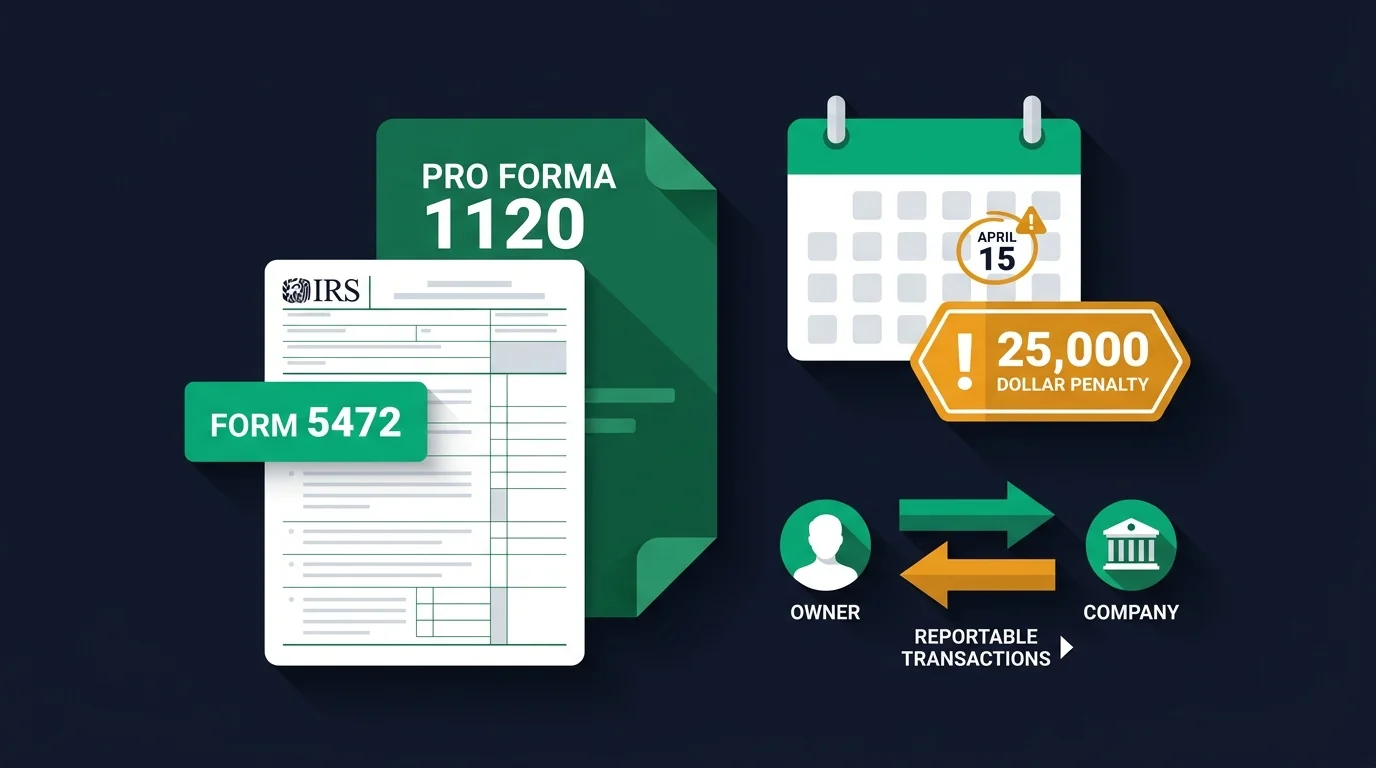 Form 5472 für die US-LLC: das IRS-Formular mit Pro-forma-1120, die Frist im April und die meldepflichtigen Transaktionen mit dem Eigentümer