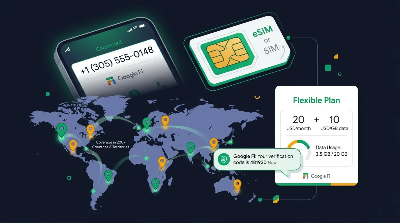 Google Fi for non-residents — US number with international data in 200+ countries