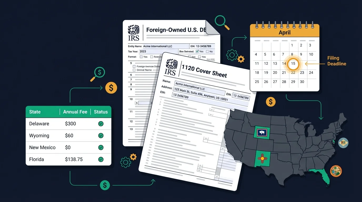 Filing requirements for a non-resident LLC - Form 5472, pro forma 1120, state comparison table, and April 15 deadline